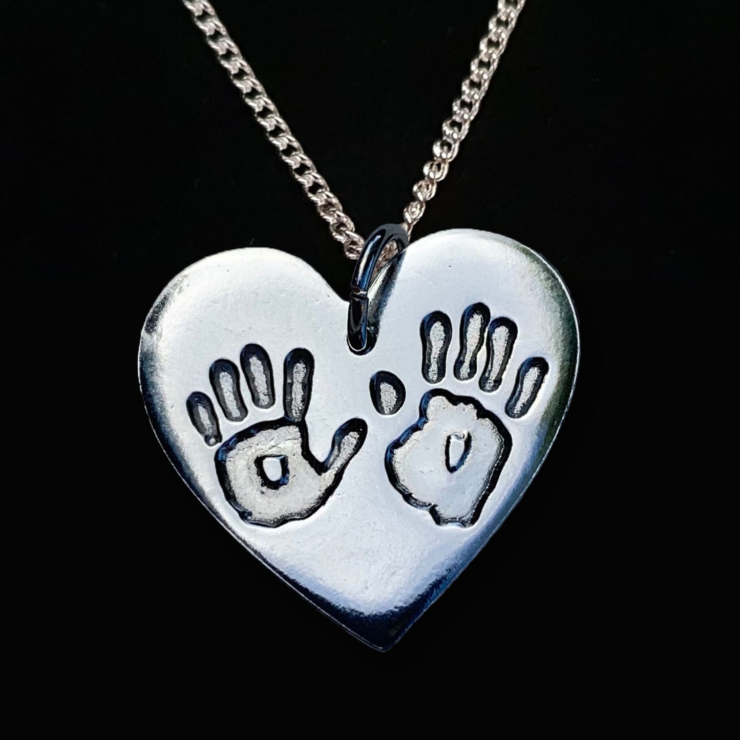 Custom Silver Handprint Necklace