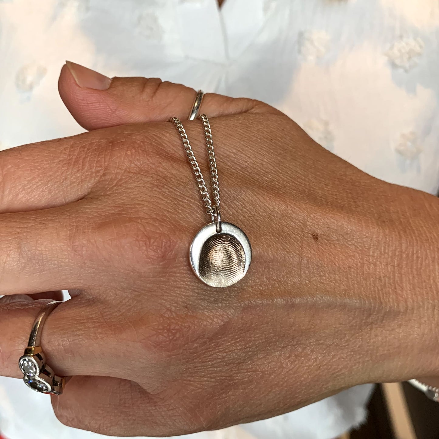 Custom Silver Fingerprint Necklace (with Free Print Kit)