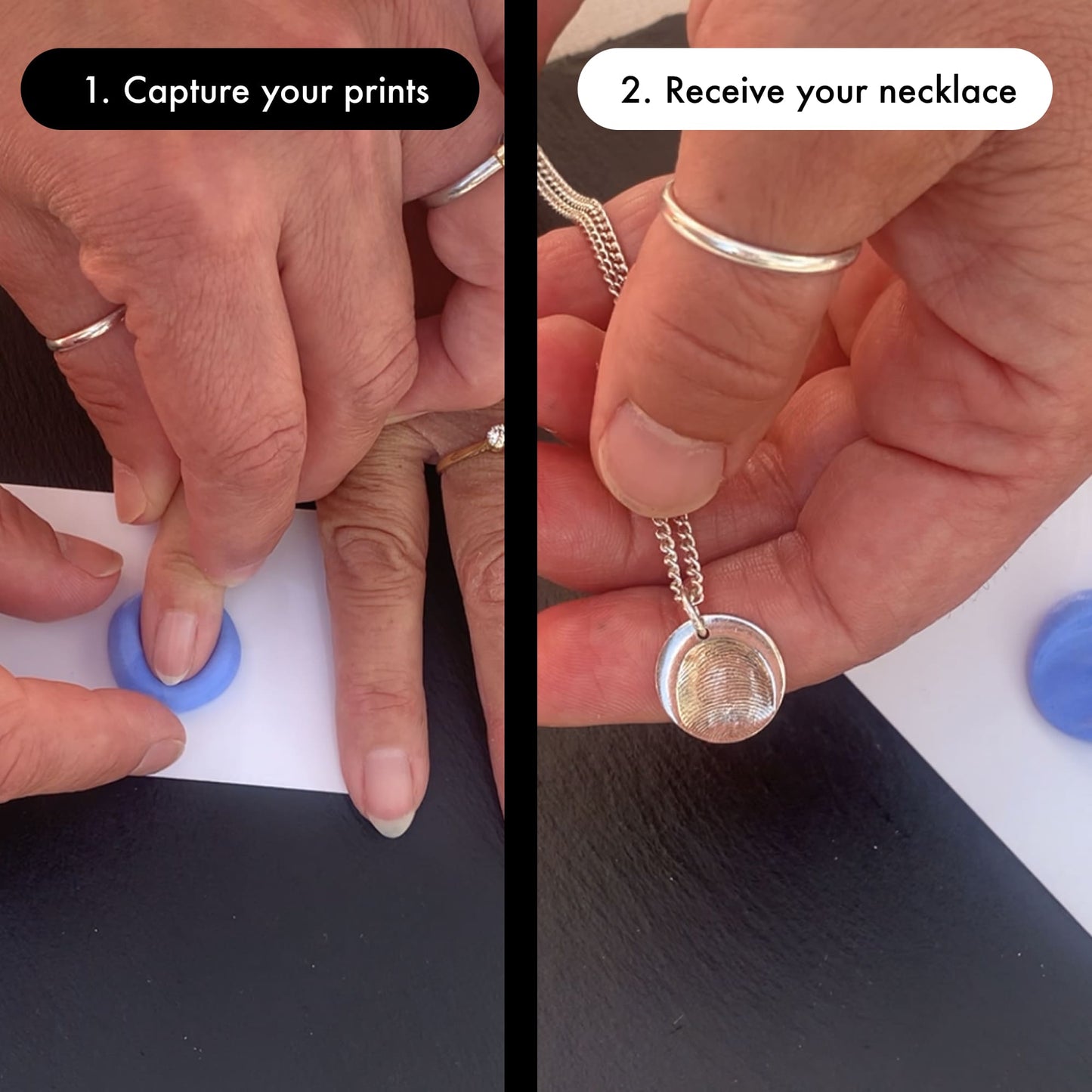 Custom Silver Fingerprint Necklace (with Free Print Kit)