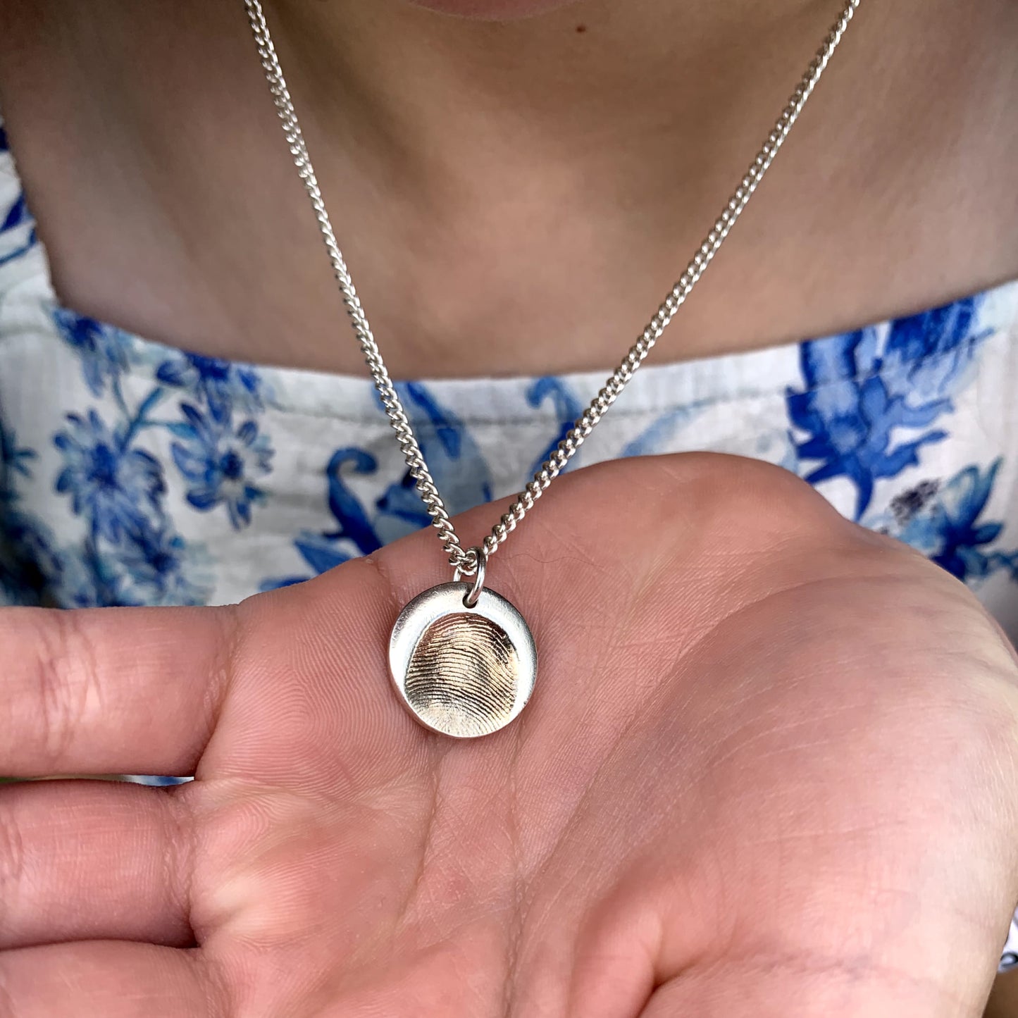 Custom Silver Fingerprint Necklace (with Free Print Kit)