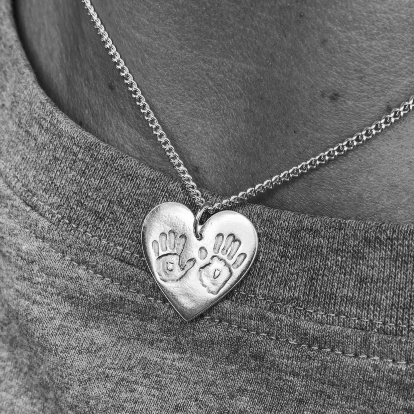Custom Silver Handprint Necklace