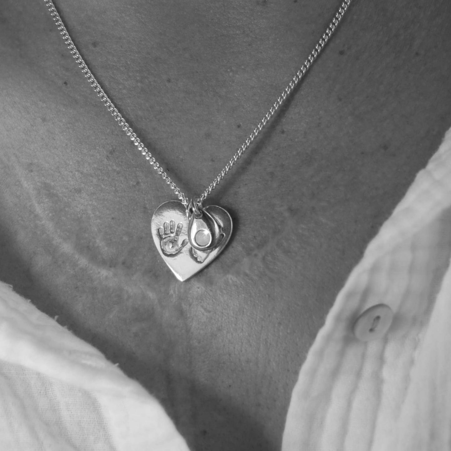 Custom Silver Handprint Charm