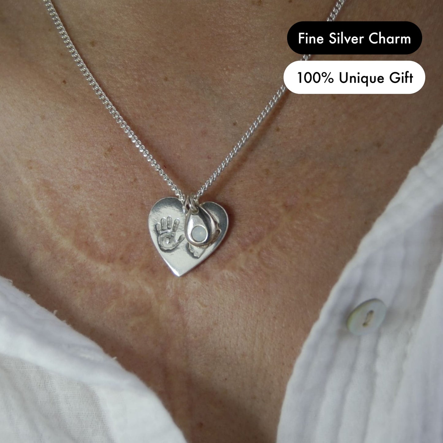 Custom Silver Hand or Foot Print Charm (with Free Print Kit)