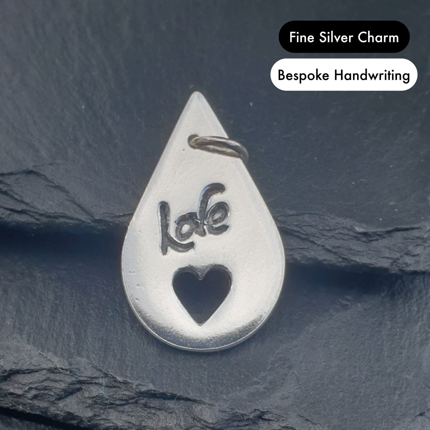 Custom Handwriting on Silver Print Charm